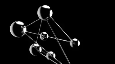 Abstract connected spheres representing a hub-and-spoke network